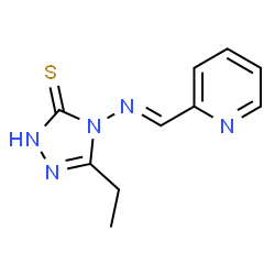 ChemSpider 2D Image | 5-Ethyl-4-{[(E)-pyridin-2-ylmethylene]amino}-4H-1,2,4-triazole-3-thiol | C10H11N5S