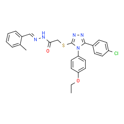 ChemSpider 2D Image | 2-{[5-(4-Chlorophenyl)-4-(4-ethoxyphenyl)-4H-1,2,4-triazol-3-yl]sulfanyl}-N'-[(E)-(2-methylphenyl)methylene]acetohydrazide | C26H24ClN5O2S