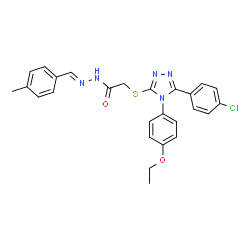 ChemSpider 2D Image | 2-{[5-(4-Chlorophenyl)-4-(4-ethoxyphenyl)-4H-1,2,4-triazol-3-yl]sulfanyl}-N'-[(E)-(4-methylphenyl)methylene]acetohydrazide | C26H24ClN5O2S