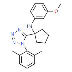 ChemSpider 2D Image | Tetrazole, 5-[1-(3-methoxyphenylamino)cyclopentyl]-1-(2,6-dimethylphenyl)- | C21H25N5O