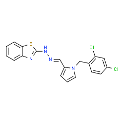 ChemSpider 2D Image | 2-[(2E)-2-{[1-(2,4-Dichlorobenzyl)-1H-pyrrol-2-yl]methylene}hydrazino]-1,3-benzothiazole | C19H14Cl2N4S