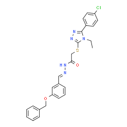 ChemSpider 2D Image | N'-{(E)-[3-(Benzyloxy)phenyl]methylene}-2-{[5-(4-chlorophenyl)-4-ethyl-4H-1,2,4-triazol-3-yl]sulfanyl}acetohydrazide | C26H24ClN5O2S
