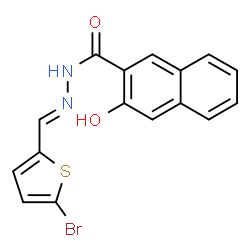 ChemSpider 2D Image | N'-[(E)-(5-Bromo-2-thienyl)methylene]-3-hydroxy-2-naphthohydrazide | C16H11BrN2O2S
