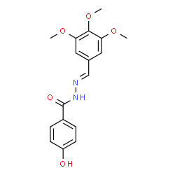 ChemSpider 2D Image | 4-Hydroxy-N'-[(E)-(3,4,5-trimethoxyphenyl)methylene]benzohydrazide | C17H18N2O5