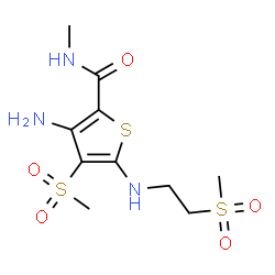 ChemSpider 2D Image | 3-Amino-N-methyl-4-(methylsulfonyl)-5-{[2-(methylsulfonyl)ethyl]amino}-2-thiophenecarboxamide | C10H17N3O5S3