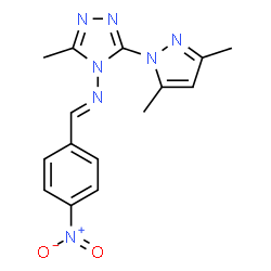 ChemSpider 2D Image | 3-(3,5-Dimethyl-1H-pyrazol-1-yl)-5-methyl-N-[(E)-(4-nitrophenyl)methylene]-4H-1,2,4-triazol-4-amine | C15H15N7O2