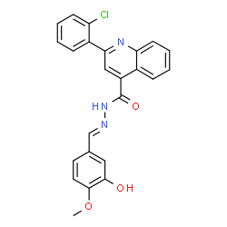 ChemSpider 2D Image | 2-(2-Chlorophenyl)-N'-[(E)-(3-hydroxy-4-methoxyphenyl)methylene]-4-quinolinecarbohydrazide | C24H18ClN3O3