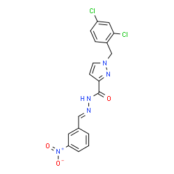 ChemSpider 2D Image | 1-(2,4-Dichlorobenzyl)-N'-[(E)-(3-nitrophenyl)methylene]-1H-pyrazole-3-carbohydrazide | C18H13Cl2N5O3