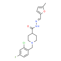 ChemSpider 2D Image | 1-(2-Chloro-4-fluorobenzyl)-N'-[(E)-(5-methyl-2-furyl)methylene]-4-piperidinecarbohydrazide | C19H21ClFN3O2