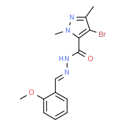ChemSpider 2D Image | 4-Bromo-N'-[(E)-(2-methoxyphenyl)methylene]-1,3-dimethyl-1H-pyrazole-5-carbohydrazide | C14H15BrN4O2
