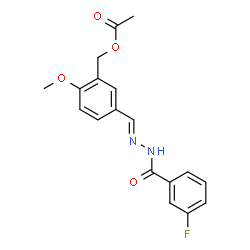 ChemSpider 2D Image | 5-{(E)-[(3-Fluorobenzoyl)hydrazono]methyl}-2-methoxybenzyl acetate | C18H17FN2O4