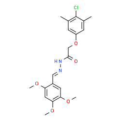 ChemSpider 2D Image | 2-(4-Chloro-3,5-dimethylphenoxy)-N'-[(E)-(2,4,5-trimethoxyphenyl)methylene]acetohydrazide | C20H23ClN2O5
