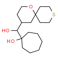 ChemSpider 2D Image | 1-[Hydroxy(1-oxa-9-thiaspiro[5.5]undec-4-yl)methyl]cycloheptanol | C17H30O3S