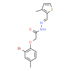 ChemSpider 2D Image | 2-(2-Bromo-4-methylphenoxy)-N'-[(E)-(3-methyl-2-thienyl)methylene]acetohydrazide | C15H15BrN2O2S