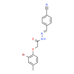 ChemSpider 2D Image | 2-(2-Bromo-4-methylphenoxy)-N'-[(E)-(4-cyanophenyl)methylene]acetohydrazide | C17H14BrN3O2