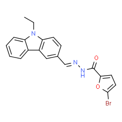 ChemSpider 2D Image | 5-Bromo-N'-[(E)-(9-ethyl-9H-carbazol-3-yl)methylene]-2-furohydrazide | C20H16BrN3O2