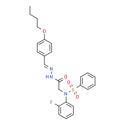 ChemSpider 2D Image | N-{2-[(2E)-2-(4-Butoxybenzylidene)hydrazino]-2-oxoethyl}-N-(2-fluorophenyl)benzenesulfonamide | C25H26FN3O4S