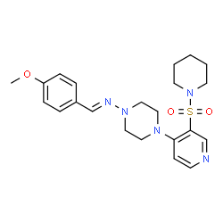ChemSpider 2D Image | (E)-1-(4-Methoxyphenyl)-N-{4-[3-(1-piperidinylsulfonyl)-4-pyridinyl]-1-piperazinyl}methanimine | C22H29N5O3S
