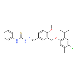 ChemSpider 2D Image | (2E)-2-{3-[(4-Chloro-2-isopropyl-5-methylphenoxy)methyl]-4-methoxybenzylidene}-N-phenylhydrazinecarbothioamide | C26H28ClN3O2S