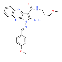 ChemSpider 2D Image | 2-Amino-1-[(E)-(4-ethoxybenzylidene)amino]-N-(3-methoxypropyl)-1H-pyrrolo[2,3-b]quinoxaline-3-carboxamide | C24H26N6O3