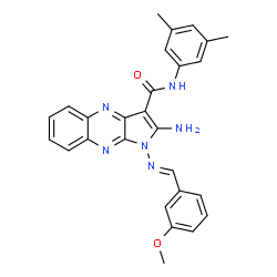 ChemSpider 2D Image | 2-Amino-N-(3,5-dimethylphenyl)-1-[(E)-(3-methoxybenzylidene)amino]-1H-pyrrolo[2,3-b]quinoxaline-3-carboxamide | C27H24N6O2