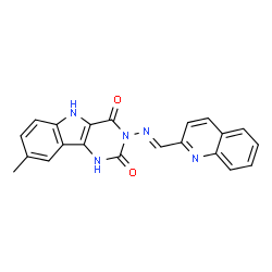 ChemSpider 2D Image | 8-Methyl-3-[(E)-(2-quinolinylmethylene)amino]-1H-pyrimido[5,4-b]indole-2,4(3H,5H)-dione | C21H15N5O2