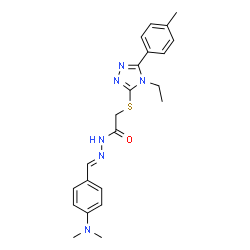 ChemSpider 2D Image | N'-{(E)-[4-(Dimethylamino)phenyl]methylene}-2-{[4-ethyl-5-(4-methylphenyl)-4H-1,2,4-triazol-3-yl]sulfanyl}acetohydrazide | C22H26N6OS