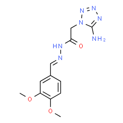 ChemSpider 2D Image | 2-(5-Amino-1H-tetrazol-1-yl)-N'-[(E)-(3,4-dimethoxyphenyl)methylene]acetohydrazide | C12H15N7O3