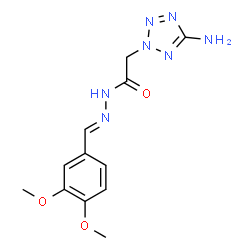 ChemSpider 2D Image | 2-(5-Amino-2H-tetrazol-2-yl)-N'-[(E)-(3,4-dimethoxyphenyl)methylene]acetohydrazide | C12H15N7O3