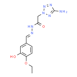 ChemSpider 2D Image | 2-(5-Amino-2H-tetrazol-2-yl)-N'-[(E)-(4-ethoxy-3-hydroxyphenyl)methylene]acetohydrazide | C12H15N7O3