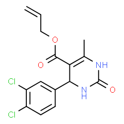 ChemSpider 2D Image | Allyl 4-(3,4-dichlorophenyl)-6-methyl-2-oxo-1,2,3,4-tetrahydro-5-pyrimidinecarboxylate | C15H14Cl2N2O3
