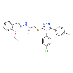 ChemSpider 2D Image | 2-{[4-(4-Chlorophenyl)-5-(4-methylphenyl)-4H-1,2,4-triazol-3-yl]sulfanyl}-N'-[(E)-(2-ethoxyphenyl)methylene]acetohydrazide | C26H24ClN5O2S