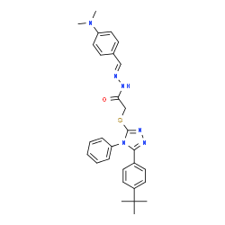 ChemSpider 2D Image | 2-{[5-(4-tert-Butylphenyl)-4-phenyl-4H-1,2,4-triazol-3-yl]sulfanyl}-N'-{(E)-[4-(dimethylamino)phenyl]methylene}acetohydrazide | C29H32N6OS