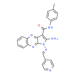ChemSpider 2D Image | 2-Amino-N-(4-methylphenyl)-1-[(E)-(4-pyridinylmethylene)amino]-1H-pyrrolo[2,3-b]quinoxaline-3-carboxamide | C24H19N7O