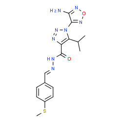 ChemSpider 2D Image | 1-(4-Amino-1,2,5-oxadiazol-3-yl)-5-isopropyl-N'-{(E)-[4-(methylsulfanyl)phenyl]methylene}-1H-1,2,3-triazole-4-carbohydrazide | C16H18N8O2S