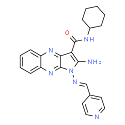 ChemSpider 2D Image | 2-Amino-N-cyclohexyl-1-[(E)-(4-pyridinylmethylene)amino]-1H-pyrrolo[2,3-b]quinoxaline-3-carboxamide | C23H23N7O
