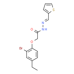 ChemSpider 2D Image | 2-(2-Bromo-4-ethylphenoxy)-N'-[(E)-2-thienylmethylene]acetohydrazide | C15H15BrN2O2S
