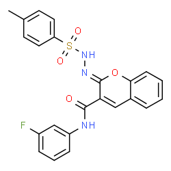 ChemSpider 2D Image | (2Z)-N-(3-Fluorophenyl)-2-{[(4-methylphenyl)sulfonyl]hydrazono}-2H-chromene-3-carboxamide | C23H18FN3O4S