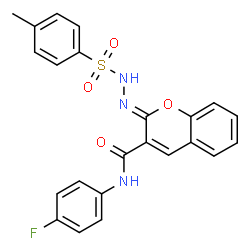 ChemSpider 2D Image | (2Z)-N-(4-Fluorophenyl)-2-{[(4-methylphenyl)sulfonyl]hydrazono}-2H-chromene-3-carboxamide | C23H18FN3O4S