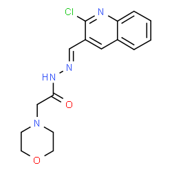 ChemSpider 2D Image | N'-[(E)-(2-Chloro-3-quinolinyl)methylene]-2-(4-morpholinyl)acetohydrazide | C16H17ClN4O2