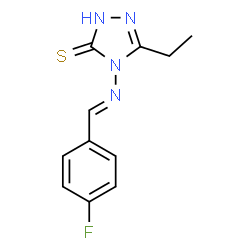 ChemSpider 2D Image | 5-Ethyl-4-[(E)-(4-fluorobenzylidene)amino]-2,4-dihydro-3H-1,2,4-triazole-3-thione | C11H11FN4S