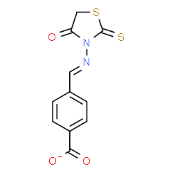ChemSpider 2D Image | 4-{(E)-[(4-Oxo-2-thioxo-1,3-thiazolidin-3-yl)imino]methyl}benzoate | C11H7N2O3S2
