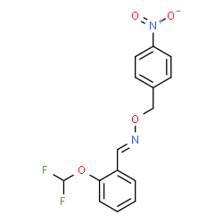 ChemSpider 2D Image | (E)-1-[2-(Difluoromethoxy)phenyl]-N-[(4-nitrobenzyl)oxy]methanimine | C15H12F2N2O4