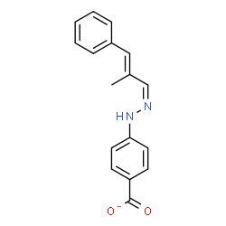 ChemSpider 2D Image | 4-{(2Z)-2-[(2E)-2-Methyl-3-phenyl-2-propen-1-ylidene]hydrazino}benzoate | C17H15N2O2