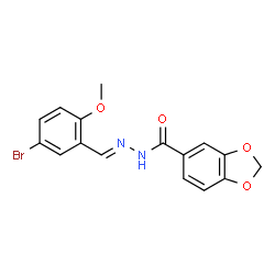 ChemSpider 2D Image | N'-[(E)-(5-Bromo-2-methoxyphenyl)methylene]-1,3-benzodioxole-5-carbohydrazide | C16H13BrN2O4