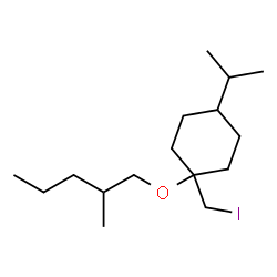 ChemSpider 2D Image | 1-(Iodomethyl)-4-isopropyl-1-[(2-methylpentyl)oxy]cyclohexane | C16H31IO