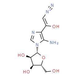 ChemSpider 2D Image | 4-[(Z)-2-Diazonio-1-hydroxyvinyl]-1-(beta-D-ribofuranosyl)-1H-imidazol-5-amine | C10H14N5O5