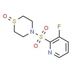 ChemSpider 2D Image | 4-[(3-Fluoro-2-pyridinyl)sulfonyl]thiomorpholine 1-oxide | C9H11FN2O3S2