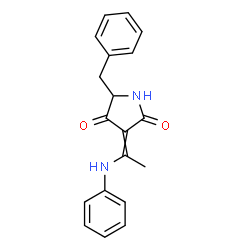 ChemSpider 2D Image | 3-(1-Anilinoethylidene)-5-benzyl-2,4-pyrrolidinedione | C19H18N2O2