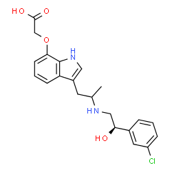 ChemSpider 2D Image | {[3-(2-{[(2R)-2-(3-Chlorophenyl)-2-hydroxyethyl]amino}propyl)-1H-indol-7-yl]oxy}acetic acid | C21H23ClN2O4